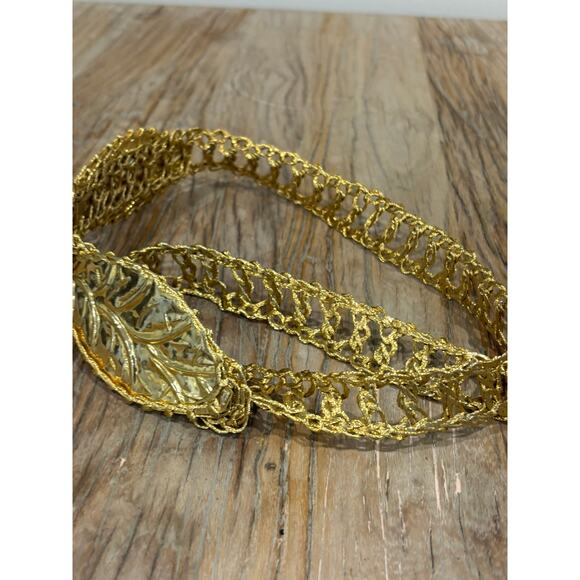 Vintage Gold Tone Unique Flexible Woven Belt - Picture 2 of 9